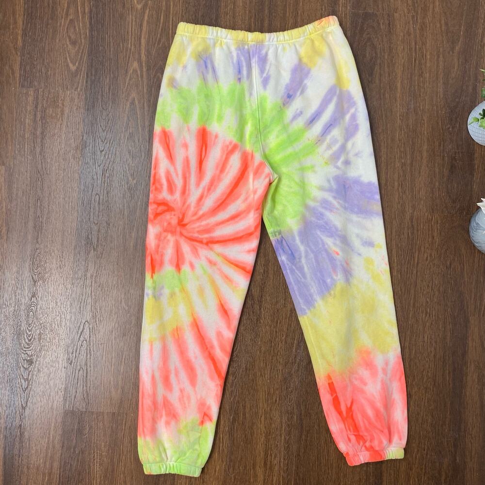 Re/Done x Hanes 2 Piece Raglan Neon Tie Dye Spiral Sweatshirt & Sweatpants M NEW - Picture 12 of 16